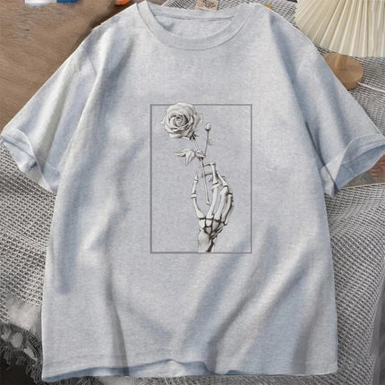 Halloween Thanksgiving Fall Autumn Clothing Clothes T rose Women Print T-shirts Female Top Fashion Graphic Tee Cotton Oversized