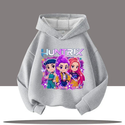 KPop Demon Hunters Hoodies Baby Girl Boy Clothes Fashion Casual Hooded Sweatshirts K-Pop Demon Hunters Pullover Kids Outfits Gif