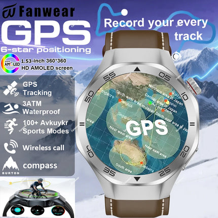 Fanwear New Watch GT5 Pro Smart Watch Men HD AMOLED Sapphire Screen GPS Tracker BT Call Health Waterproof Smartwatch Heart Rate