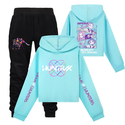KPop Demon Hunters Hoodies 2pcs Set Kid Clothes Fashion Casual Hooded Sweatshirts K-Pop Demon Hunters Pullover