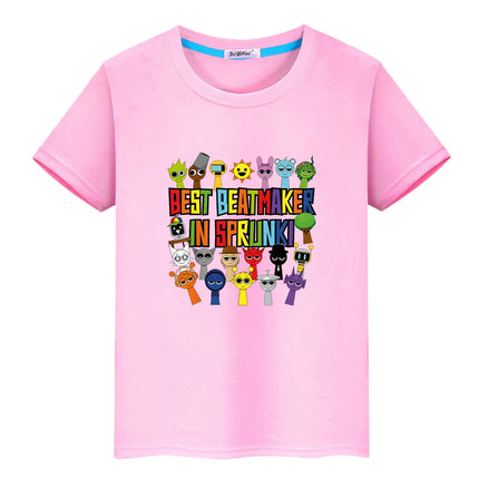 Sprunki print anime Short Tops 100%Cotton Cute Tees Sprunki t shirt for kids boy 10year pride tshirt y2k one piece girls clothes