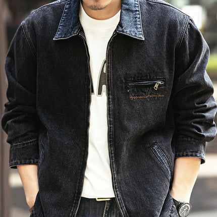 2024 Spring and autumn tide brand American vintage to do old denim coat men casual cargo jacket men