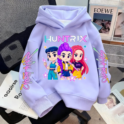 HUNTRIX SAJABOYS K-POP Group Boy Girl Pullovers Hoodie Outdoor Street Sports Casual Loose Children Long-sleeve Warm Sweatshirt