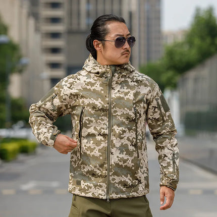 Sharkskin Soft-shell Hard Shell Camouflage Jacket Fleece Thick Tactical Suit Hooded Coat Manufacturers Handsome Outdoor Jacket