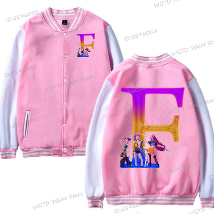 Hot Movie Lover Baseball Bomber Jacket Clothes Child Girl Letter A-Z Kids' Pink Bomber Jacket Gifts Fashion Clothes Gift
