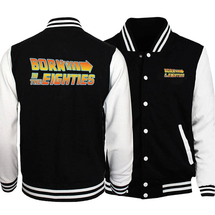 Back To The Future Out Of The Time Mens Suits New Fashion Tops Character Pattern Baseball Coats Fleece Oversized Male Clothing
