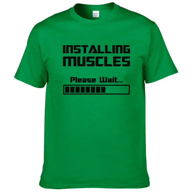Summer New Tshirts Installing Muscles Please Wait Loading Bar Funny Print T Shirt Men Women  Cotton Short Sleeve Cool Tees #310