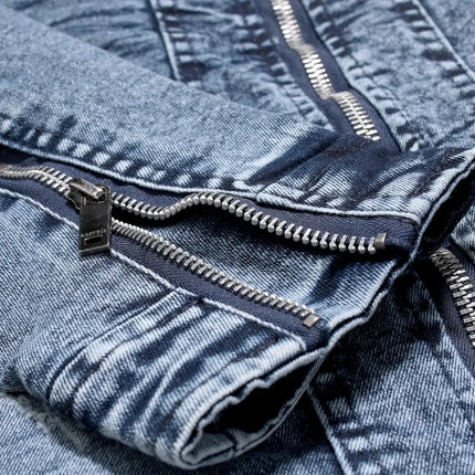Blue Standing Collar Denim Jacket Men's, Fashion Casual Jacket, Black Gray Overcoat Male Outerwear M L XL XXL XXXL