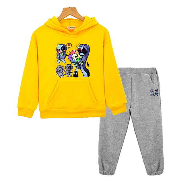 Dandys World anime hoodie Fleece sweatshirt Cartoon jacket 2pcs pullover+Pant boy girls Sports Hooded Sets kids boutique clothes