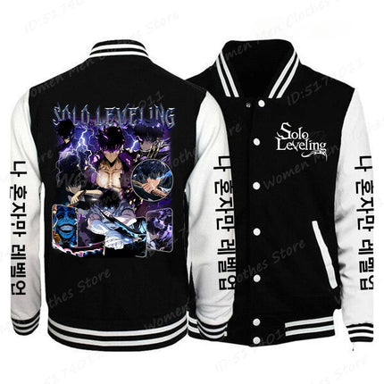 Solo Leveling Sung Jinwoo Print Baseball Jacket Men Women Fashion Street Style Coat Tops Anime Solo Leveling Anime Jacket