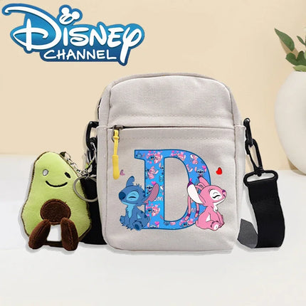 Disney Stitch Fashion Shoulder Bag for Women Men Anime Canvas Tote Bags Commuting Portable Zipper Handbag Crossbody Bag Gifts