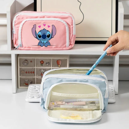 Disney Stitch High-capacity Pencil Bag for Students Anime Cartoon Fashion Pen Case Stationery Storage Pouch School Supplies Gift