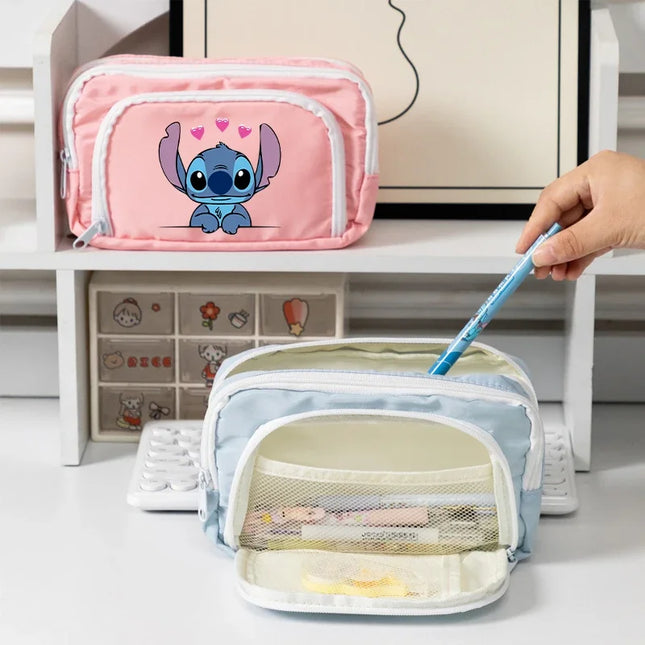Disney Stitch High-capacity Pencil Bag for Students Anime Cartoon Fashion Pen Case Stationery Storage Pouch School Supplies Gift