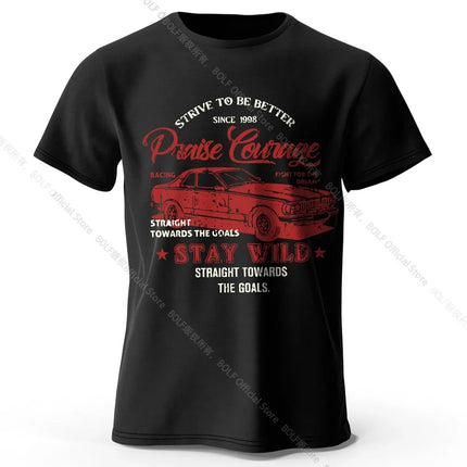Men's Old Car Printed T-Shirt 100% Cotton Oversized Vintage Old School Graphic Tees for Men Women Summer Tops