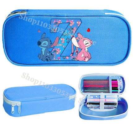 Disney Stitch Pencil Case for Students Anime High-capacity Letter A-Z Pen Bag Boys Girls Stationery Storage Box School Supplies