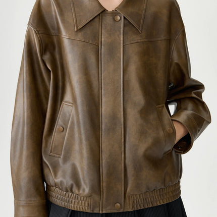 DUSHU Plus Size Women's Clothing [length Optional] Cool and Stylish Leather Jacket 2024 Autumn New Retro Short Casual Jacket