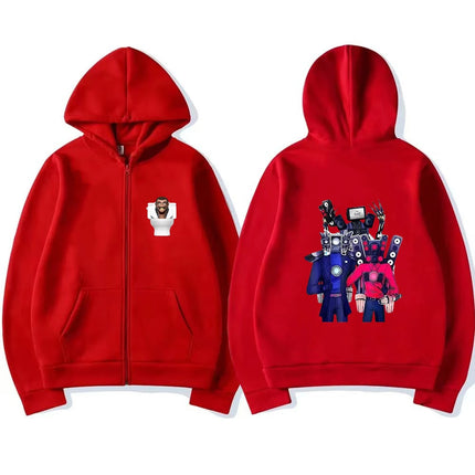 Children Anime Tops Hoodie Kids Zipper style Skibidi Toilet Boys black Girls pink 3-12 Year leisure Long sleeves Sweatshirt