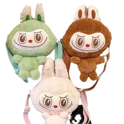 Cute Plush Crossbody Bag Cartoon Elf Surrounding Soft Polyester Single Shoulder Satchel Machine Catcher Bag Zipper Closure