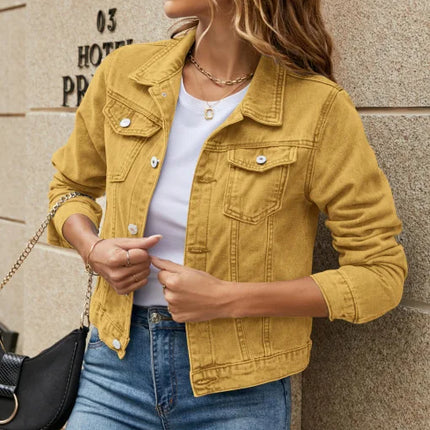 New Long Sleeve winter Slim White Black Jeans Top For Women Solid Denim Jacket Women Short Overcoat Ladies Jackets Tops