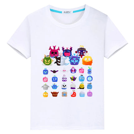 Blox Fruits New Game t shirt for kids boy 10years 100%Cotton Short Tops y2k one piece anime Tees pride tshirt kids clothes girls