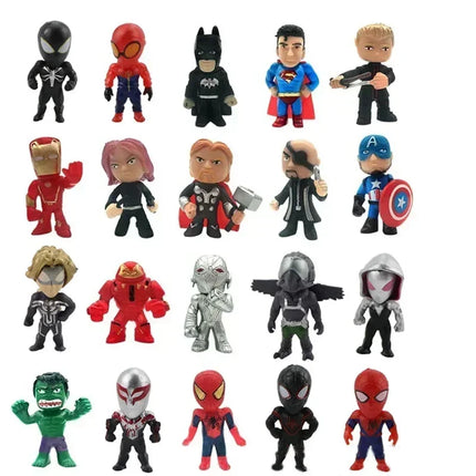 Disney 20pcs/set Marvel Avengers Hulk Thor Spider Man venom Captain Decoration action Figure Capsule Toys for kids Xmas Gift