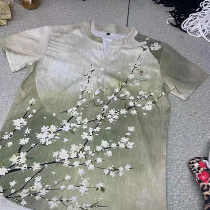 2024 Foreign Trade Cross-border Hawaiian Art Printing Colorful Flower Series 3D Digital Printing Casual Loose Short-sleeved Line