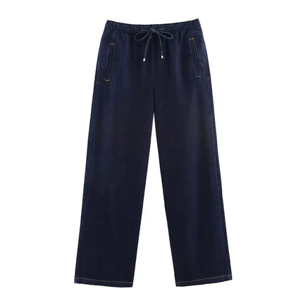 Spring Women's Suit Short Denim Shirt Jacket High Waist Department With Wide Leg Pants 2025 Casual Jacket Jeans 2-piece Set