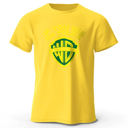 Men's If You See Da' Police Printed T-Shirt 100% Cotton Oversized Classic Funny Graphic Tees for Men Women Summer Tops