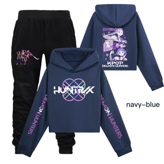 KPop Demon Hunters Hoodies 2pcs Set Kid Clothes Fashion Casual Hooded Sweatshirts K-Pop Demon Hunters Pullover