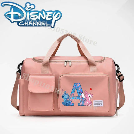 Disney Stitch High-capacity Traveling Bag with Shoes Box Anime Fashion Portable Luggage Bags Men Women Fitness Yoga Handbag Gift