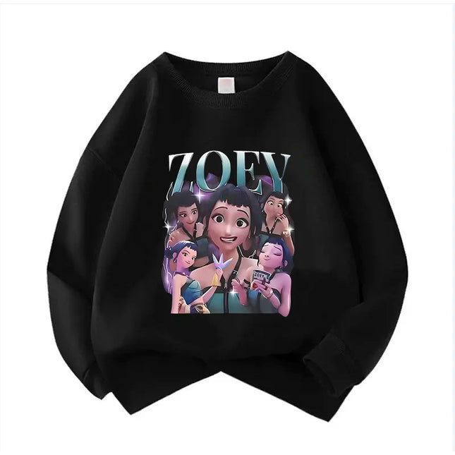 Crew Neck Kid Hoodie Movie Unisex Hoodies Manga Kids Kpop Demon Hunters Children's Sweatshirt Cute Tiger Hoody for Boys Girls