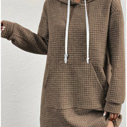 Fabric Drawstring Hoodie Female Casual Long Outerwear