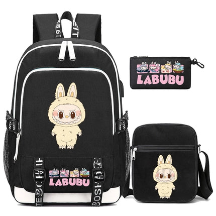 3Pcs/set Cute Backpack Shoulder Bag Pencil Case Boy Girl Teen Student Backpack Schoolbag Women Large Capacity Travel Bag Mochila