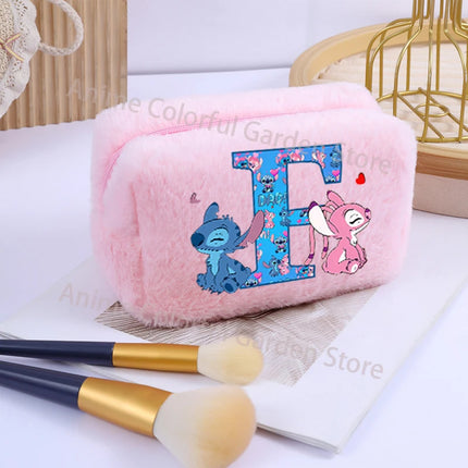 Disney Stitch Plush Cosmetic Bag for Women Anime Cartoon Fashion Makeup Pouch Girls Cosmetics Storage Bags Washing Handbag Gifts