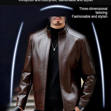 Men's Leather Jacket Spring Autumn Casual Standing Collar Highend Stylish Coats Young Trendy Slim Motorcycle Punk Gothic Jacket