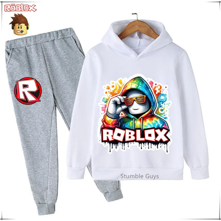 Spring Autumn Boys Clothes Girls Roblox Anime Hoodie Set 2-Piece Kids Fashion Casual Sweatshirt