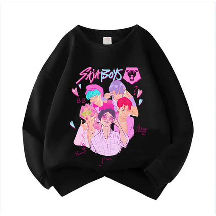 Crew Neck Kid Hoodie Movie Unisex Hoodies Manga Kids Kpop Demon Hunters Children's Sweatshirt Cute Tiger Hoody for Boys Girls