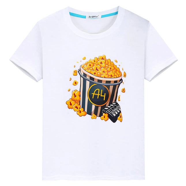 Merch A4 Lamb print t shirt for kids boy 10year Tops 100%Cotton Tees Vlad A4 anime Short pride tshirt y2k one piece girl clothes