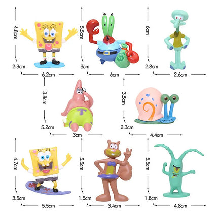 6~8pcs SpongeBob SquarePants Figure Bob Crab Boss Patrick Star Action Figures Patrick Star Anime Figurines Children Toys