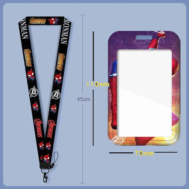 Disney Cartoon Marvel Spider Man Neck Strap Lanyard Card Sleeve ID Bus Subway Work Permit Chain Key Holder Cover Kids Gift