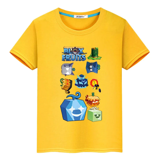 New Game Blox Fruits Short Tops 100%Cotton t shirt for kids boy 10years anime Tees pride tshirt y2k one piece kids clothes girls