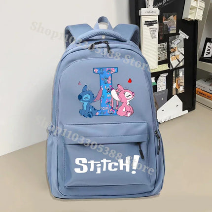 Disney Stitch Large Capacity Backpack Students Cartoon Nylon Waterproof Schoolbag Boys Girls Stationery Books Storage Bag Gifts