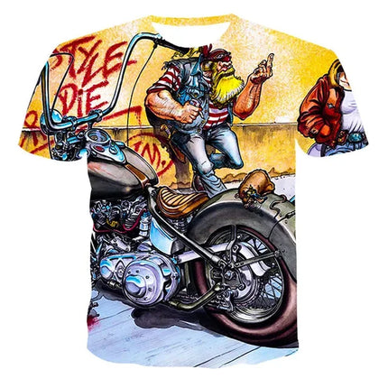 New Heavy Duty Motorcycle Harley Printed T-shirt 3D Men's and Women's Fashion Outdoor Sports T-shirt Summer Casual Cool Personal