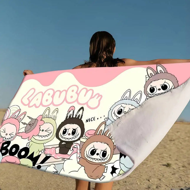 Cartoon L-Labubu L-Laptop Big Microfiber Beach Towels Quick Dry Towel Sand Beach Towels Pool Towel For Travel Swim Pool Yoga