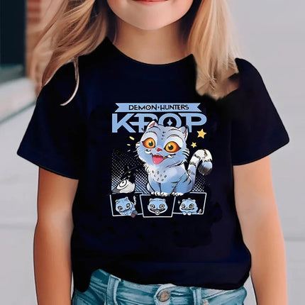 Cartoon Saja Boys T-shirts Boys Girls Cotton Short Sleeve T-shirt Top Anime Kpop Demon Hunters T Shirt Gifts Children's Clothing