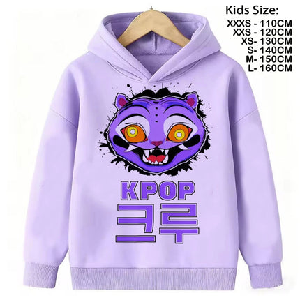 KPop Demon Hunters Hoodies Teenage Girls Boys Rumi KPop Demon Hunters Hoody Autumn Casual Long Sleeve Children Clothing