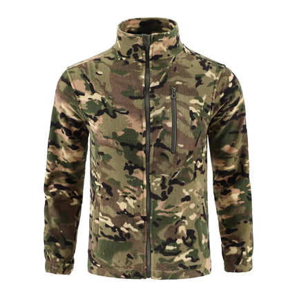 Outdoor Camouflage Fleece Jacket Double-Sided Shake Fleece Cardigan Tactical Jacket Warm Mountaineering Suit