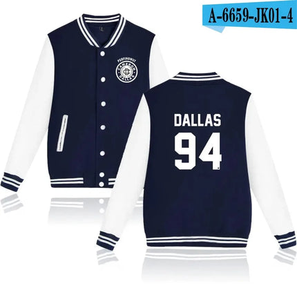 Dallas 94 printed fashion hip hop style men's women baseball jacket sport casual long sleeve hoodies sweatshirt jackets