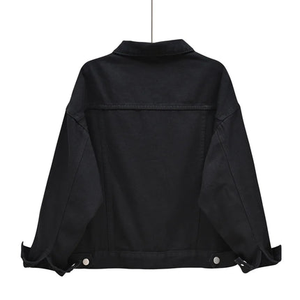 Pure Color Women's Denim Jacket Single-breasted Lapel Coat Fashion Casual Tops Green Black Red Blue Outerwear Female Overcoat