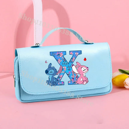 Disney Stitch High-capacity Pencil Case Students Letter A-Z Printed Pen Bags Boys Girls Stationery Storage Box School Supplies